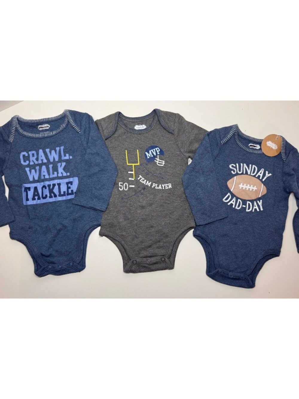 Mud Pie Bundle LOT set 3m 6m NWOT Football bodysuits sports tackle MVP 1pc shirt